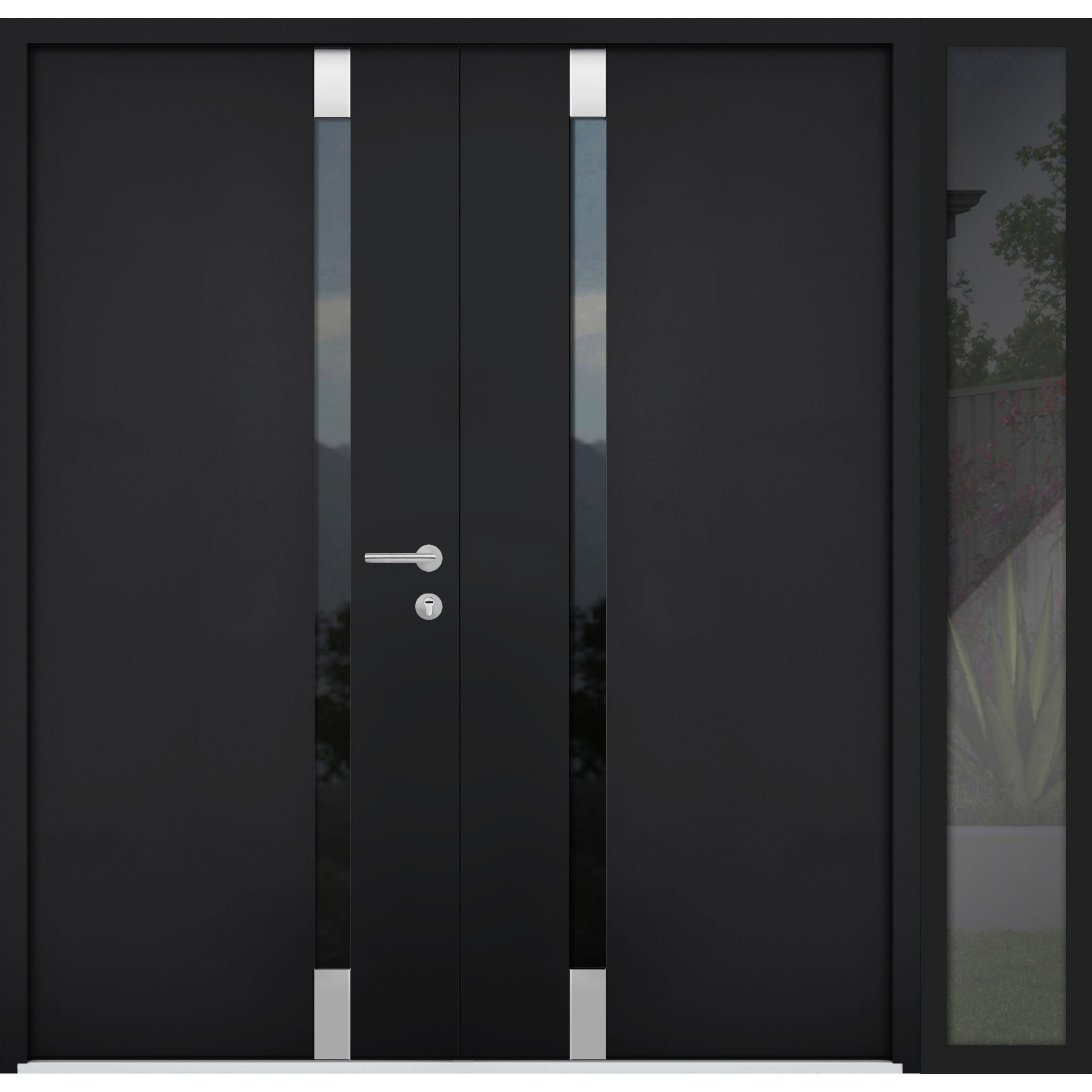 VDOMDOORS Trimmable Aluminum Prehung Exterior Door, Matte Black